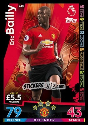 Sticker Eric Bailly - English Premier League 2018-2019. Match Attax n. 240 - Topps