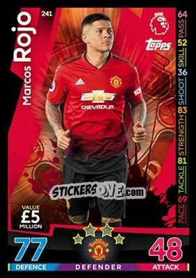 Sticker Marcos Rojo - English Premier League 2018-2019. Match Attax n. 241 - Topps