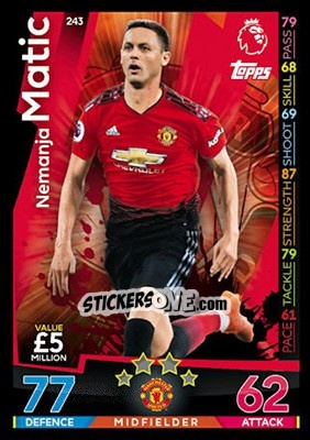 Sticker Nemanja Matic - English Premier League 2018-2019. Match Attax n. 243 - Topps