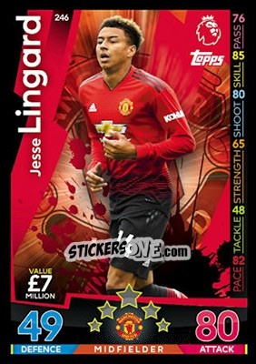 Sticker Jesse Lingard - English Premier League 2018-2019. Match Attax n. 246 - Topps