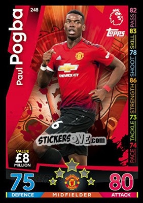 Sticker Paul Pogba - English Premier League 2018-2019. Match Attax - Topps