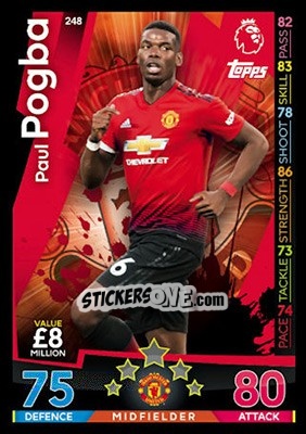 Sticker Paul Pogba - English Premier League 2018-2019. Match Attax n. 248 - Topps