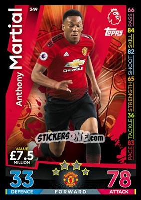 Sticker Anthony Martial - English Premier League 2018-2019. Match Attax n. 249 - Topps