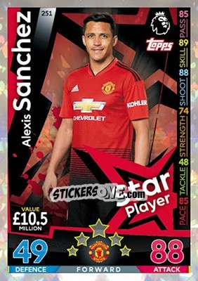 Sticker Alexis Sanchez - English Premier League 2018-2019. Match Attax n. 251 - Topps