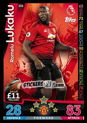 Sticker Romelu Lukaku - English Premier League 2018-2019. Match Attax n. 252 - Topps