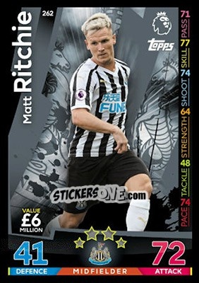 Cromo Matt Ritchie - English Premier League 2018-2019. Match Attax - Topps