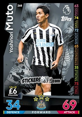 Sticker Yoshinori Muto - English Premier League 2018-2019. Match Attax n. 268 - Topps