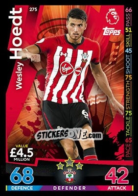 Figurina Wesley Hoedt - English Premier League 2018-2019. Match Attax - Topps