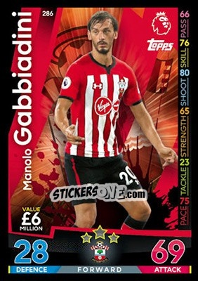 Sticker Manolo Gabbiadini - English Premier League 2018-2019. Match Attax - Topps