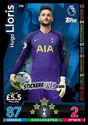 Sticker Hugo Lloris - English Premier League 2018-2019. Match Attax n. 290 - Topps