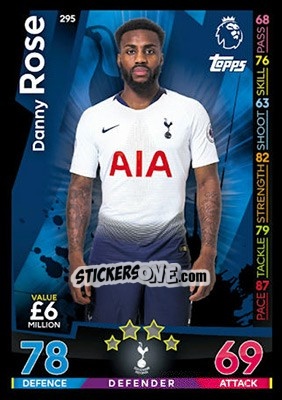 Sticker Danny Rose - English Premier League 2018-2019. Match Attax n. 295 - Topps