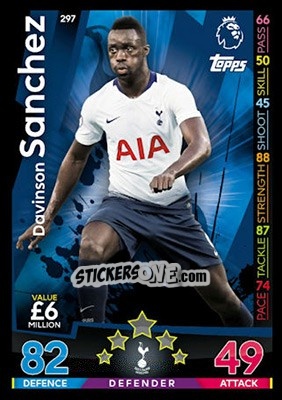 Sticker Davinson Sanchez - English Premier League 2018-2019. Match Attax n. 297 - Topps