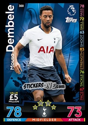 Sticker Mousa Dembele - English Premier League 2018-2019. Match Attax n. 300 - Topps