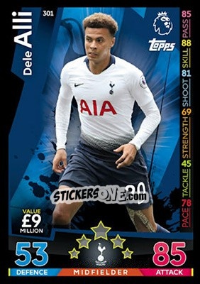 Sticker Dele Alli - English Premier League 2018-2019. Match Attax n. 301 - Topps
