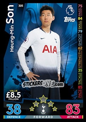 Sticker Son Heung-Min - English Premier League 2018-2019. Match Attax n. 305 - Topps