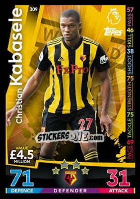 Sticker Christian Kabasele - English Premier League 2018-2019. Match Attax - Topps