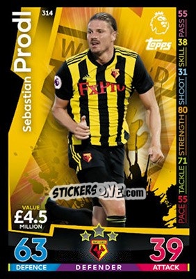 Sticker Sebastian Prodl - English Premier League 2018-2019. Match Attax - Topps