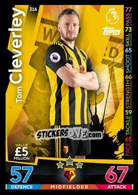 Cromo Tom Cleverley - English Premier League 2018-2019. Match Attax - Topps