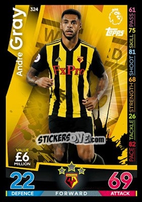 Cromo Andre Gray - English Premier League 2018-2019. Match Attax - Topps