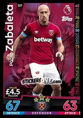 Figurina Pablo Zabaleta - English Premier League 2018-2019. Match Attax - Topps