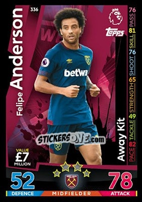 Sticker Felipe Anderson - English Premier League 2018-2019. Match Attax n. 336 - Topps