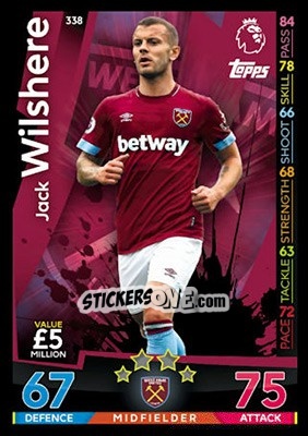 Sticker Jack Wilshere - English Premier League 2018-2019. Match Attax n. 338 - Topps