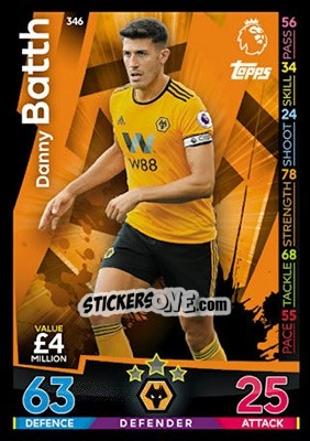 Cromo Danny Batth - English Premier League 2018-2019. Match Attax - Topps