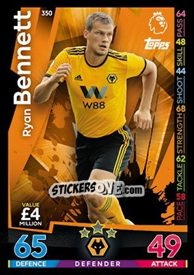 Sticker Ryan Bennett - English Premier League 2018-2019. Match Attax - Topps