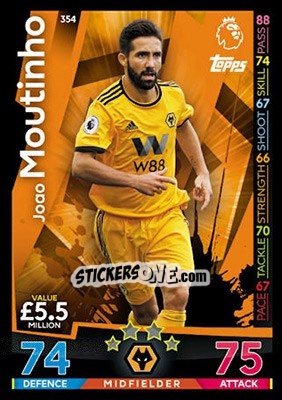 Sticker Joao Moutinho - English Premier League 2018-2019. Match Attax n. 354 - Topps