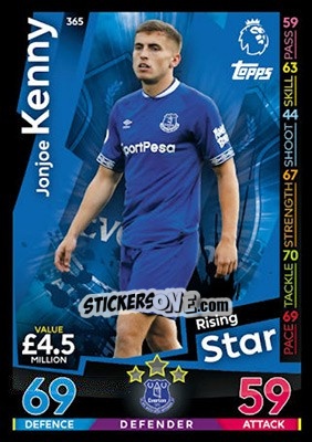 Sticker Jonjoe Kenny - English Premier League 2018-2019. Match Attax n. 365 - Topps