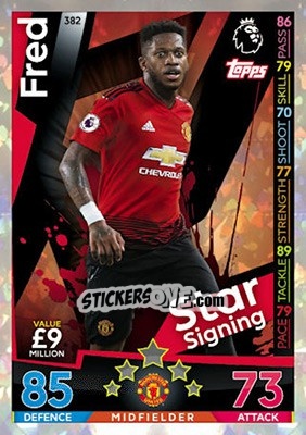 Sticker Fred - English Premier League 2018-2019. Match Attax n. 382 - Topps
