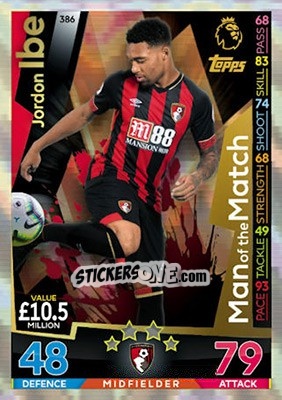 Cromo Jordon Ibe - English Premier League 2018-2019. Match Attax - Topps