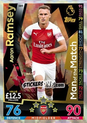 Sticker Aaron Ramsey - English Premier League 2018-2019. Match Attax n. 389 - Topps