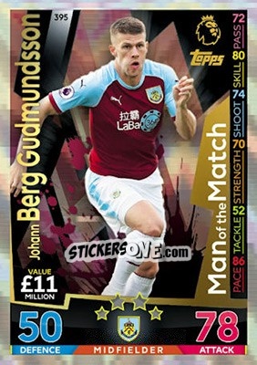 Sticker Johann Berg Gudmundsson - English Premier League 2018-2019. Match Attax n. 395 - Topps