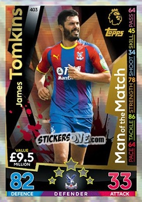 Sticker James Tomkins - English Premier League 2018-2019. Match Attax - Topps