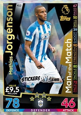 Sticker Mathias Jorgensen - English Premier League 2018-2019. Match Attax n. 412 - Topps
