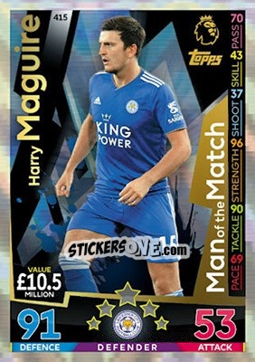 Sticker Harry Maguire - English Premier League 2018-2019. Match Attax n. 415 - Topps