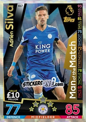 Sticker Adrien Silva - English Premier League 2018-2019. Match Attax n. 417 - Topps