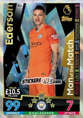 Sticker Ederson - English Premier League 2018-2019. Match Attax n. 421 - Topps