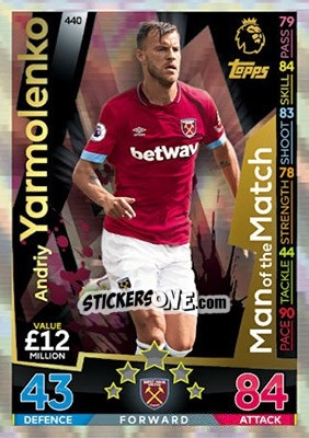 Figurina Andriy Yarmolenko - English Premier League 2018-2019. Match Attax - Topps