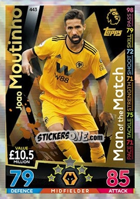Sticker Joao Moutinho - English Premier League 2018-2019. Match Attax n. 443 - Topps