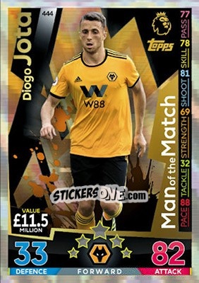 Sticker Diogo Jota - English Premier League 2018-2019. Match Attax n. 444 - Topps