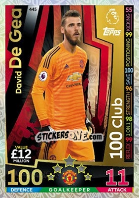 Sticker David de Gea - English Premier League 2018-2019. Match Attax n. 445 - Topps