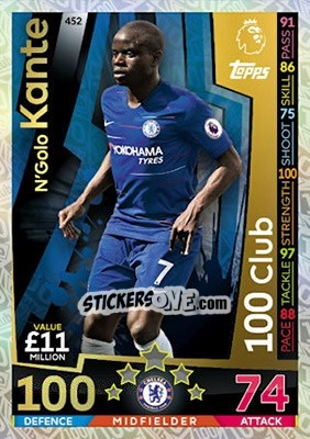 Sticker N'Golo Kante - English Premier League 2018-2019. Match Attax n. 452 - Topps