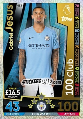 Sticker Gabriel Jesus - English Premier League 2018-2019. Match Attax n. 453 - Topps