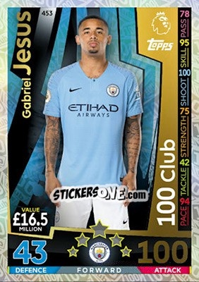 Figurina Gabriel Jesus - English Premier League 2018-2019. Match Attax - Topps