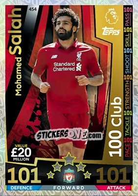 Sticker Mohamed Salah - English Premier League 2018-2019. Match Attax n. 454 - Topps