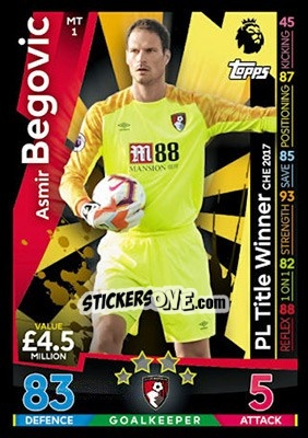 Sticker Asmir Begovic - English Premier League 2018-2019. Match Attax n. MT1 - Topps