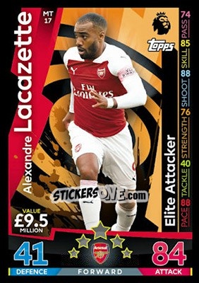 Sticker Alexandre Lacazette - English Premier League 2018-2019. Match Attax n. MT17 - Topps