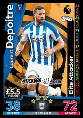 Sticker Laurent Depoitre - English Premier League 2018-2019. Match Attax n. MT22 - Topps